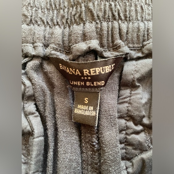 Banana Republic Linen-Blend Cropped Wide Leg Pant Black S EUC - Picture 9 of 14